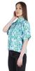 Moomaya Damen Bedrucktes Oberteil Kragenhals Knopfleiste Kurzarm Tunika