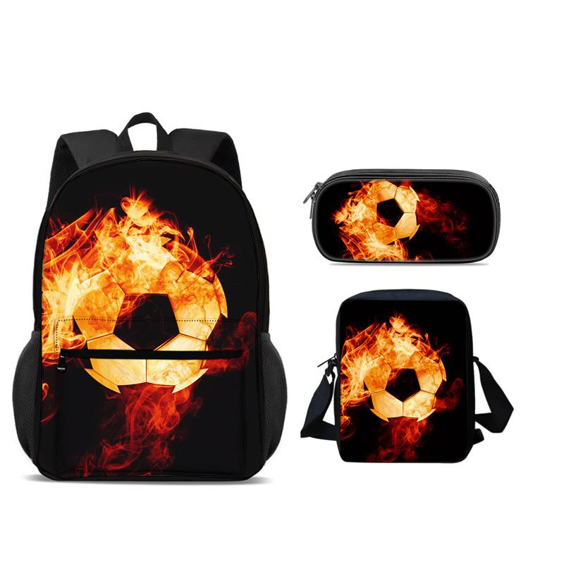 Soccer backpack, pencil case, shoulder bag 3Pcs Set, sports style, football, best partner for male and female students in school