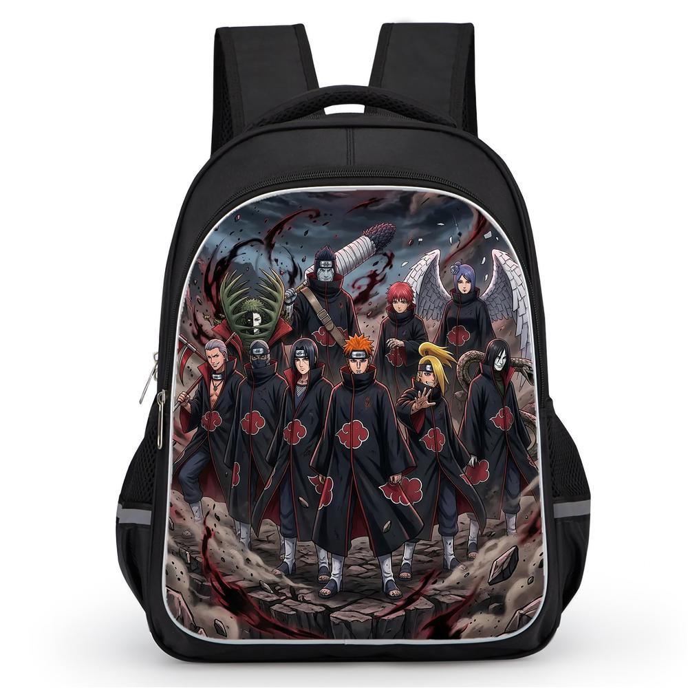 Dual Zipper Pockets, NARUTO Design Suitable For Boys&Girls, Durable 16-inch Lightweight Kids Cartoon Student Backpack Age 5-10.