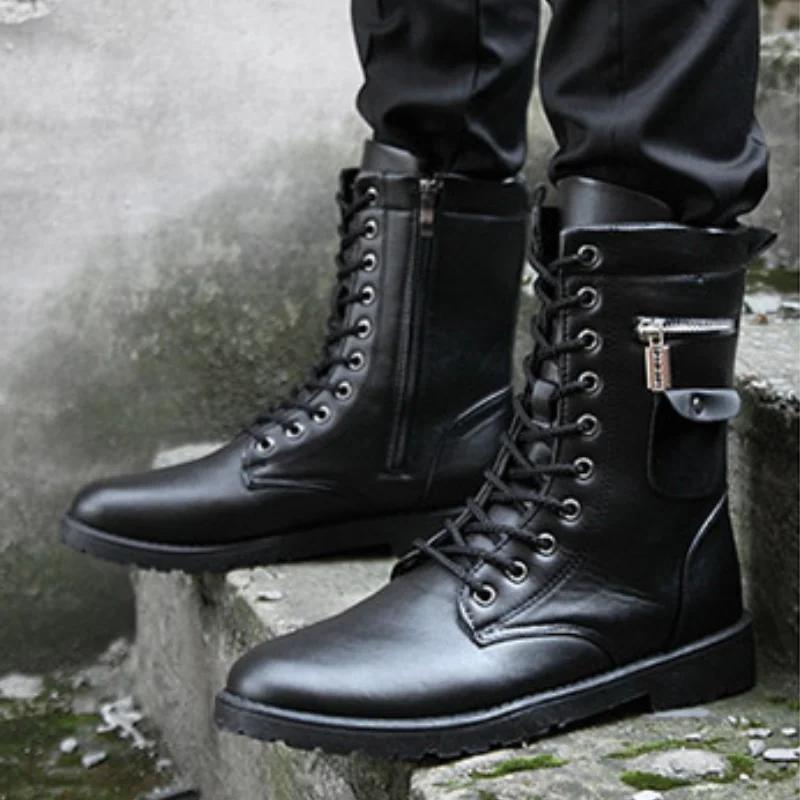 Men's Boots High Cut Trendy With Zip Male Shoes Original Deals Offers Cheap New Y2k Classic Fashion Designer In Promotion