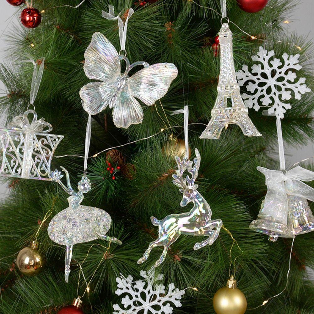 Acrylic Butterfly Christmas Tree Pendant Decorative Xmas Hanging Ornaments  Party Decor