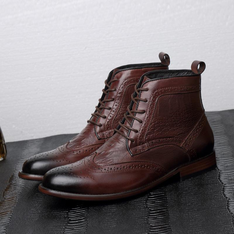 

Ботинки Мартина мужские Brock мужские туфли модные короткие ботинки осень и зима высокие резные коровья кожа большого размера остроносые маленькие кожаные ботинки 47
