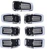 Front Grille Insert, 7pcs ABS Front Grille Inserts Grill Guard Trim Accessory Fit for Cherokee 2014-2018(Chrome Frame)