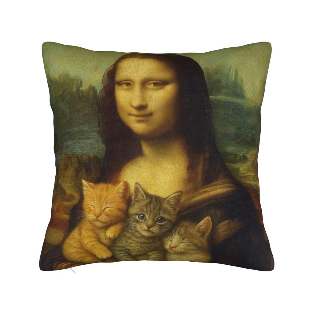 Starry Night Sunflower Mona Lisa Pillow Case Custom Pillow Cover For Living Room Bed Chair Funny Pillowcases