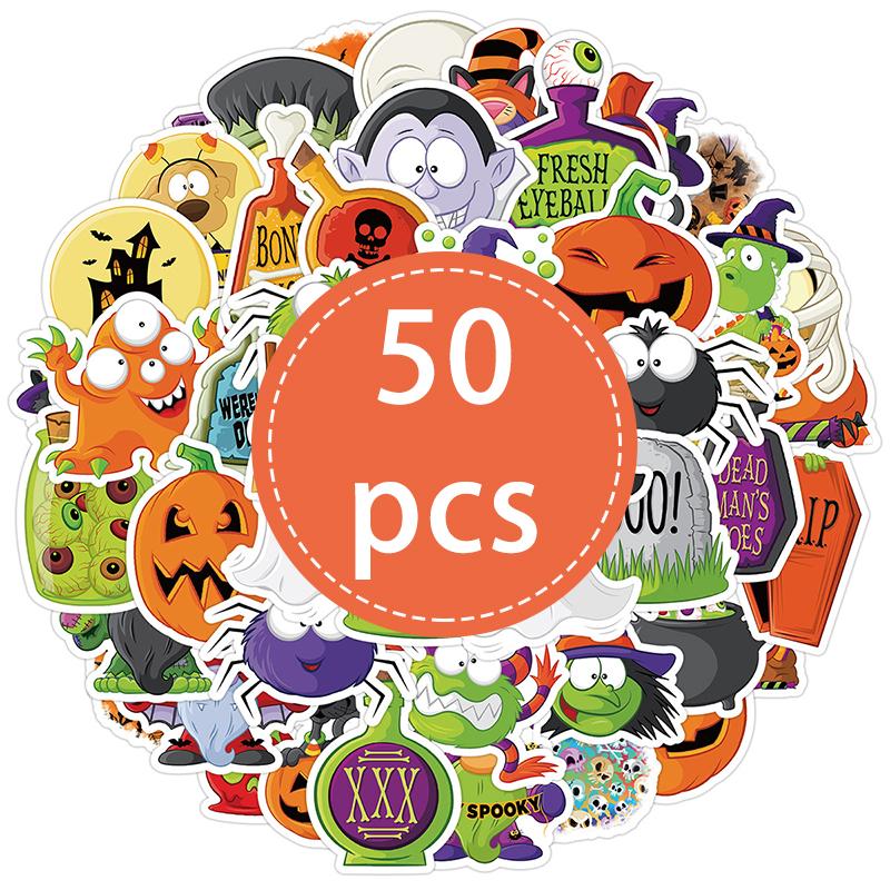 

50PCS Halloween Pumpkin Stickers, Halloween Party Favors, Vinyl Waterproof Holiday Decals for Water Bottle Laptop Party Supplies