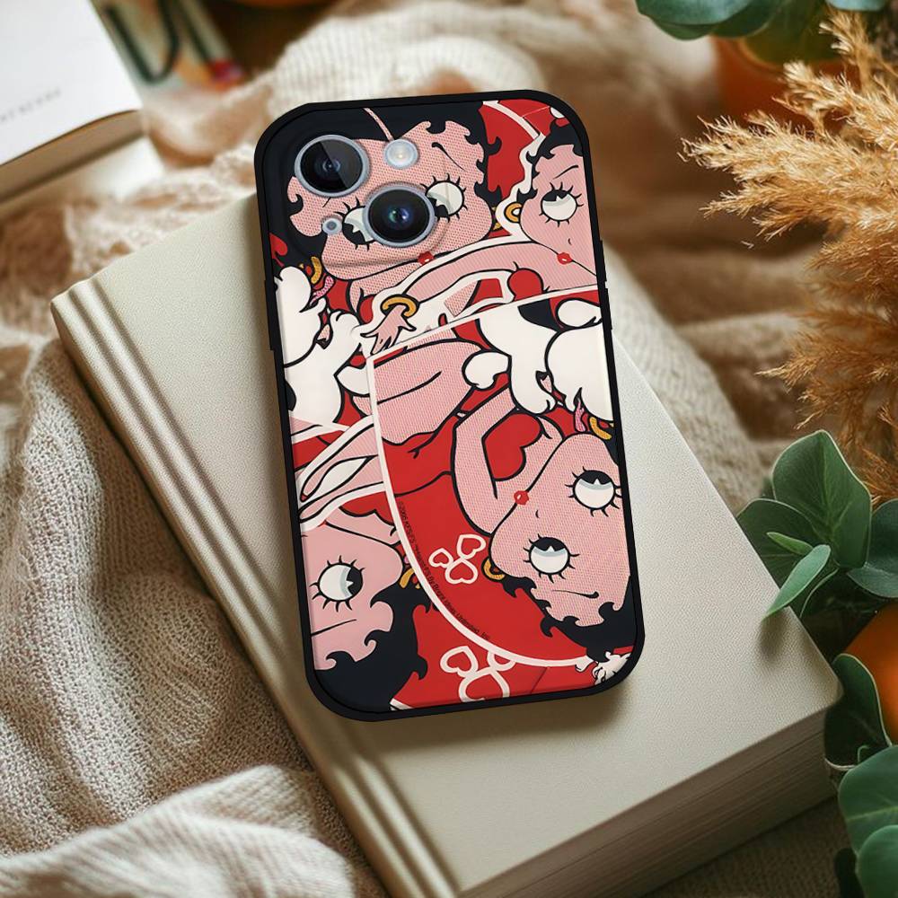 B-Betty-Cute-Boop Phone Case For IPhone 1716 15 14 13 Pro Max 11 12 Mini X Xs XR Black Silicone Cover