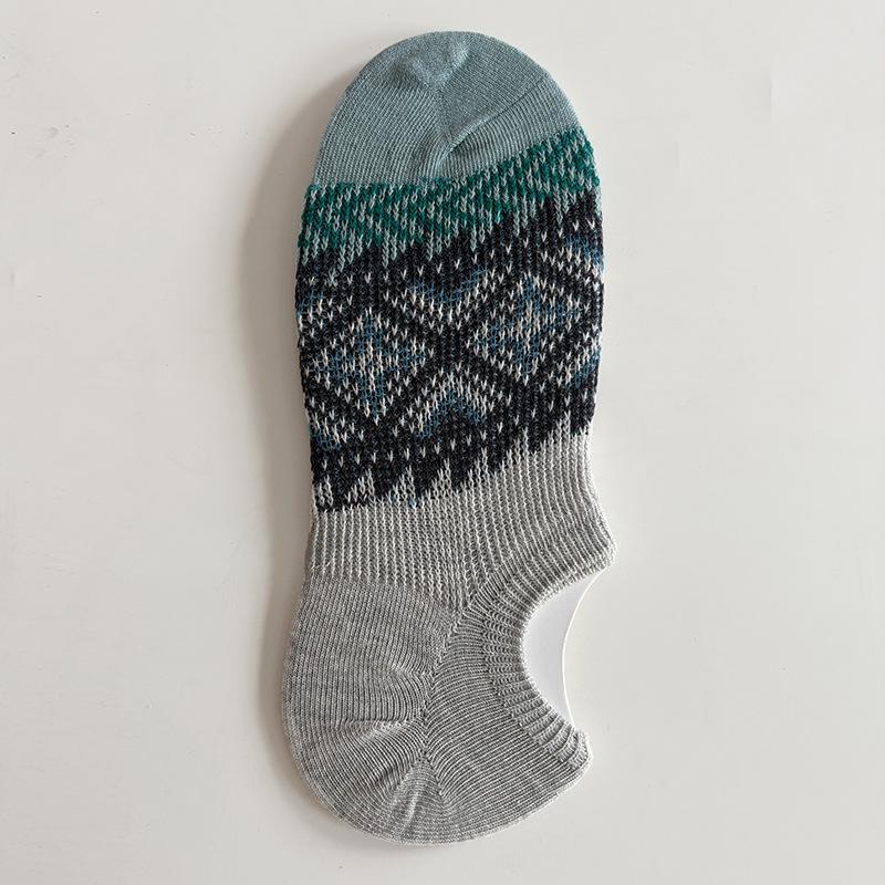 Retro Socks, Men's Spring and Summer Thin Short Socks, Ethnic Style Low-waist Boat Socks, Invisible Socks, Anti-slip Trendy Cotton Socks