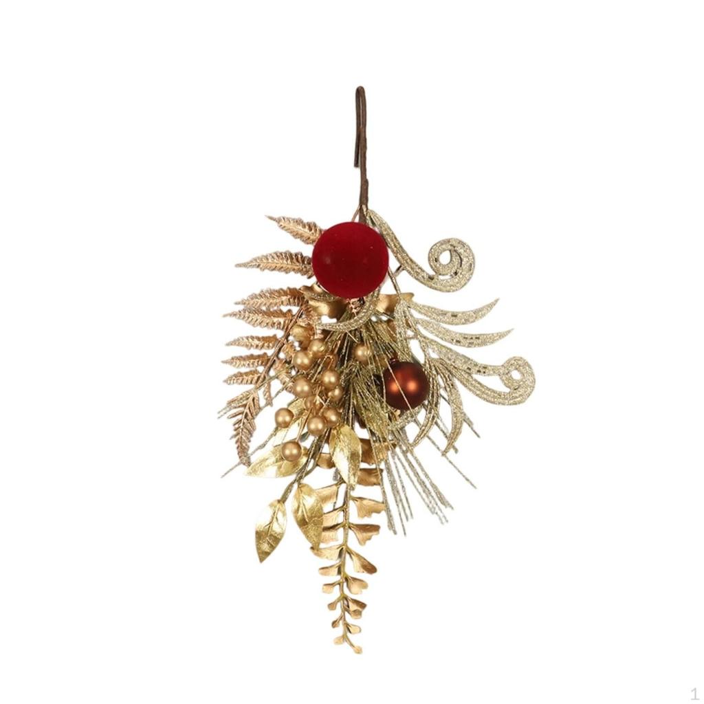 Hanging Floral Spray with Ornaments Cascading Decorative Branch Hanger Gleaming Holiday