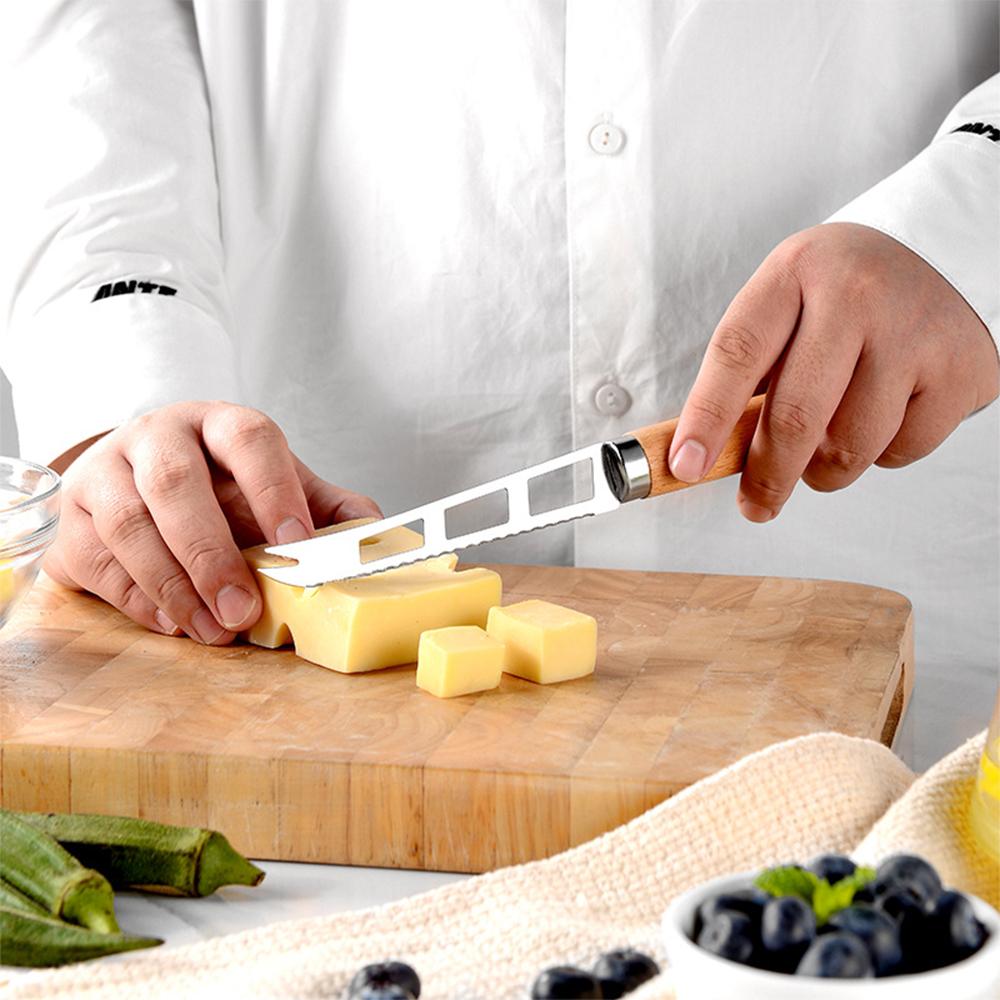 LMETJMA Stainless Steel Kitchen Gadget Set Western Cooking Utensil Tool with Wooden Handle Included Pizza Cutter Garlic Press