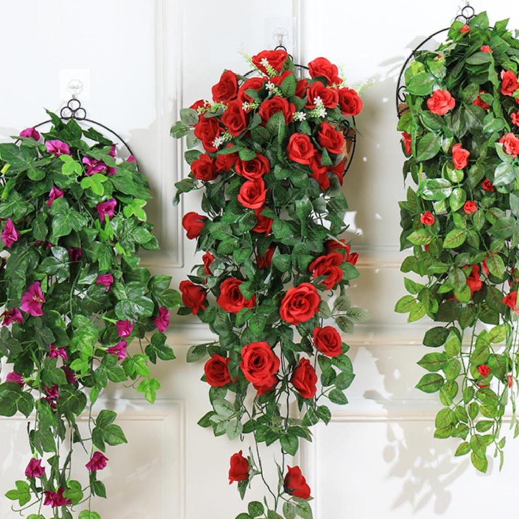 Artificial Rose Vine Wall Hanging for Living Room Decoration