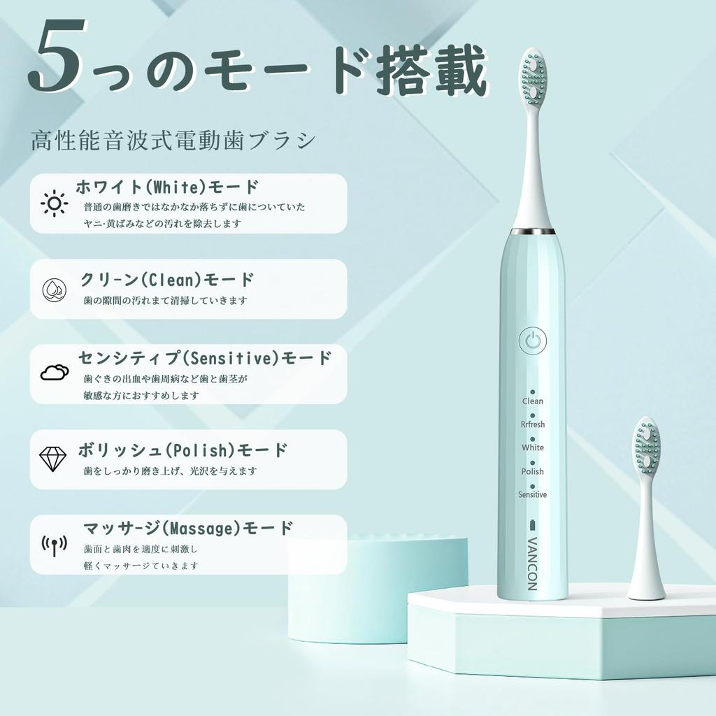 Mankang Good Electric Toothbrush Upgraded Sonic Ultrasonic Toothbrush Replacement Brush IPX7 Sonic Toothbrush with 5 Fast 180 Days of Low Noise Brush
