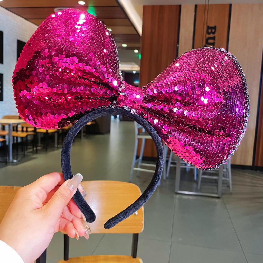 Sparkling Amusement Park Headband Cute High Skull Top Anti Slip Face Wash Bow Headband Headband Hair Accessories for Women