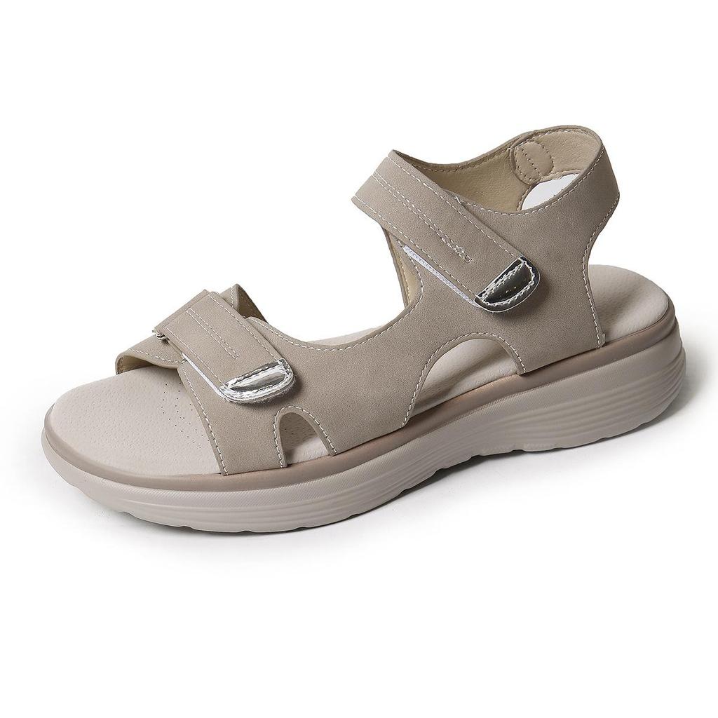 Women's 2026 Summer Velcro Sandals: Large Size, Comfortable, Lightweight, Breathable Beach Shoes with Thick Sole