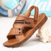 New Sandals Men's Genuine Leather Beach Shoes Men's Soft Leather Soft Sole Beef Tendon Sole Cool Leather Shoes Comfortable Dad Shoes Slippers Men