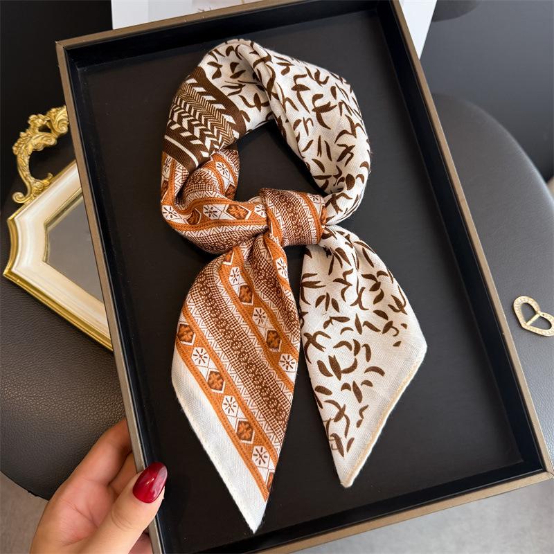 Cashew Print Female Neck Scarf Cotton Linen Feeling Women Square Hair Scarves Foulard Head Band Shawls Wraps Neckerchief Bandana