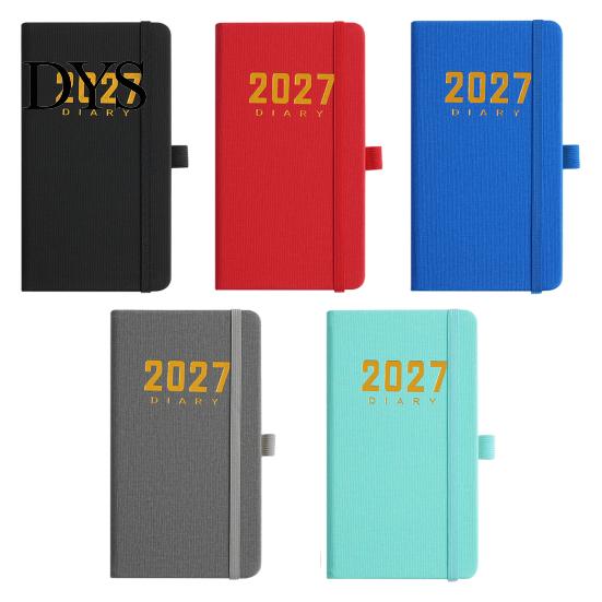 2027 Daily Planner with PU Leather Cover, A6 Pocket Size Compact Organizer Agenda, Portable Notebook Pen Holder for Efficient Time Management