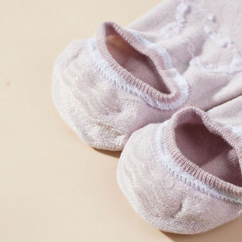 3/5 Paar Damen Boat Socken mit Bärenmuster, rutschfest, verrutschen nicht, unsichtbare Socken, dünne Socken