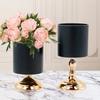 New Design Gold Black Cylinder Flower Vase Metal Flower Stand Table Centerpieces for Wedding Decoration