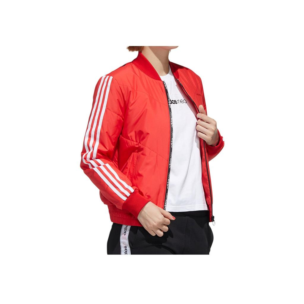 Adidas Neo Casual Striped Design Long Sleeve Cotton Jacket Women Jacket Light-Crimson GP3025