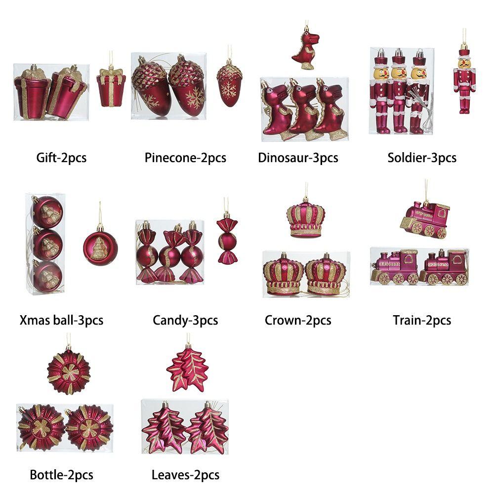 Rot-goldene Weihnachts-Hängedekoration Geschenk Tannenzapfen Plastik-Weihnachtsornament Kugel Festival-Gastgeschenke Handwerk Weihnachtsbaumkugeln Anhänger