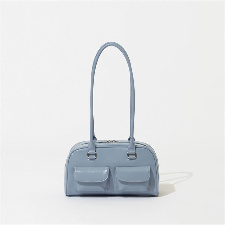 Retro Vintage Pu Tote Bowling Bag With Multiple Pockets For Daily Street Fashion