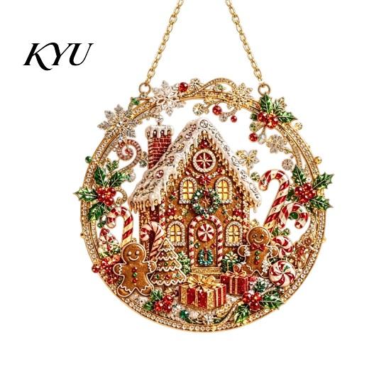 Decorative Ornaments for Home Christmas Rhinestone Painting Suncatcher Kit, Round DIY Hanging Decor Gifts Tree Home, Craft Pendant Holiday Party