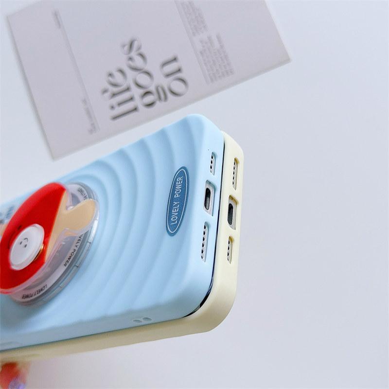 3D soft silicone Magnetic Ripple Phone Case with Air bag stand for iPhone 16 15 14 Pro Max Plus 13 12 Pro 11 All-inclusive fall protection Cover