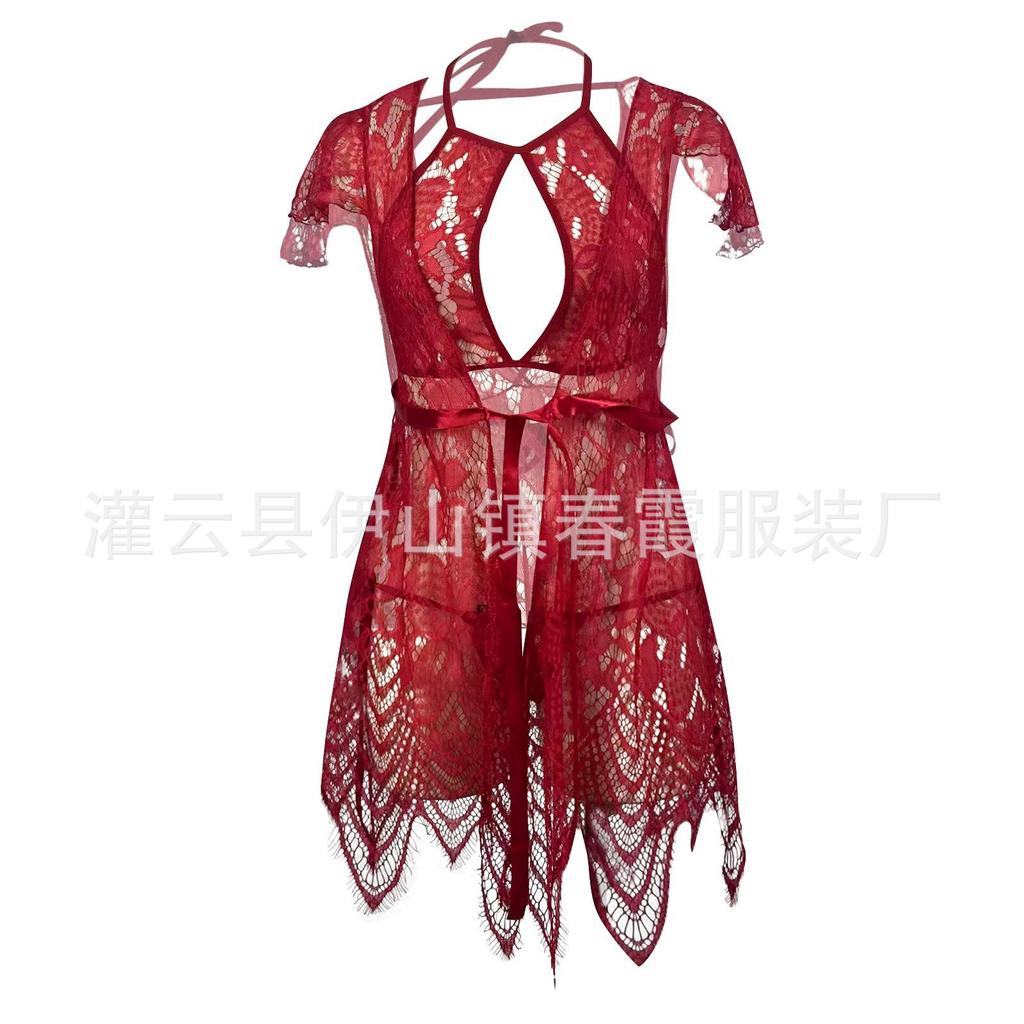 Popular hollow lace erotic underwear three-point erotic suit sexy seductive woman