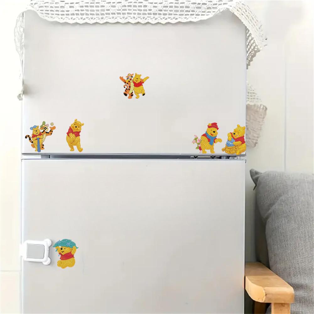6Pcs Little Bear Series Diamond Art Fridge Magnet Diamond Painting Refrigerator Magnet Diamond Painting Fridge Magnet for Adults Beginners