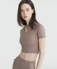 Poete Sono Short Sleeve Crop Top - Brown