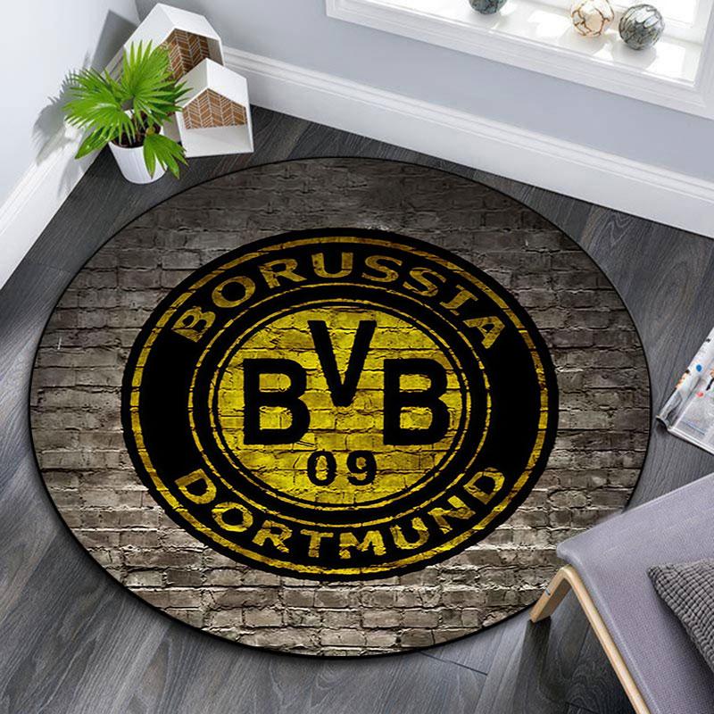 Borussia Dortmund,Round Area Rug,Carpet Rug for Living Room Bedroom Sofa Playroom Decor,Non-slip Floor Mat