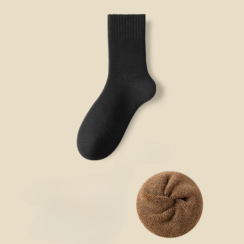 5 Pairs Winter Warm Velvet Thickened Multicolor Basic Socks Mid Calf Length Casual Cozy Foot Wear Hosiery
