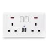 UK Electrical Socket 13A Dual USB Type-C 5V 2.1A Outlet with Switch Control Fast Charge Wall Power Socket 86x146mm