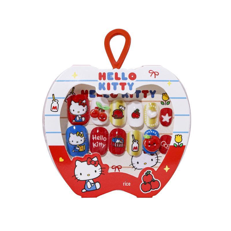 KT Cat Tecknad Bärbar Nagelklistermärke för Barn - Avtagbar, Självhäftande Gelé Nageldekor för Flickor