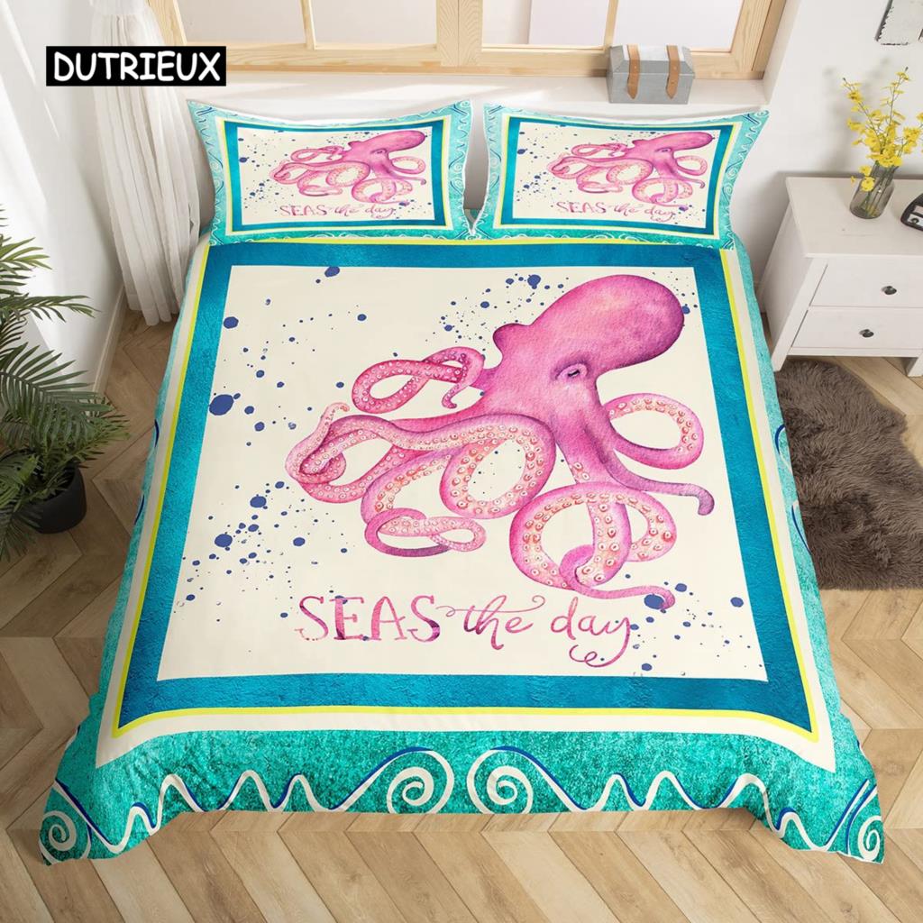 Sea Turtle Duvet Cover Twin Ocean Reptile Tortoise Comforter Cover Nautical Beach Bedding Set Microfiber Coastal Bedspread Cover