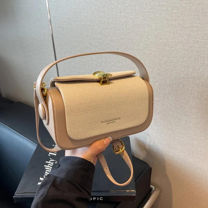 Neue trendige kleine quadratische Tasche im koreanischen Stil, Umhängetasche und einfarbige Schultertaschen mit Textur für 2026