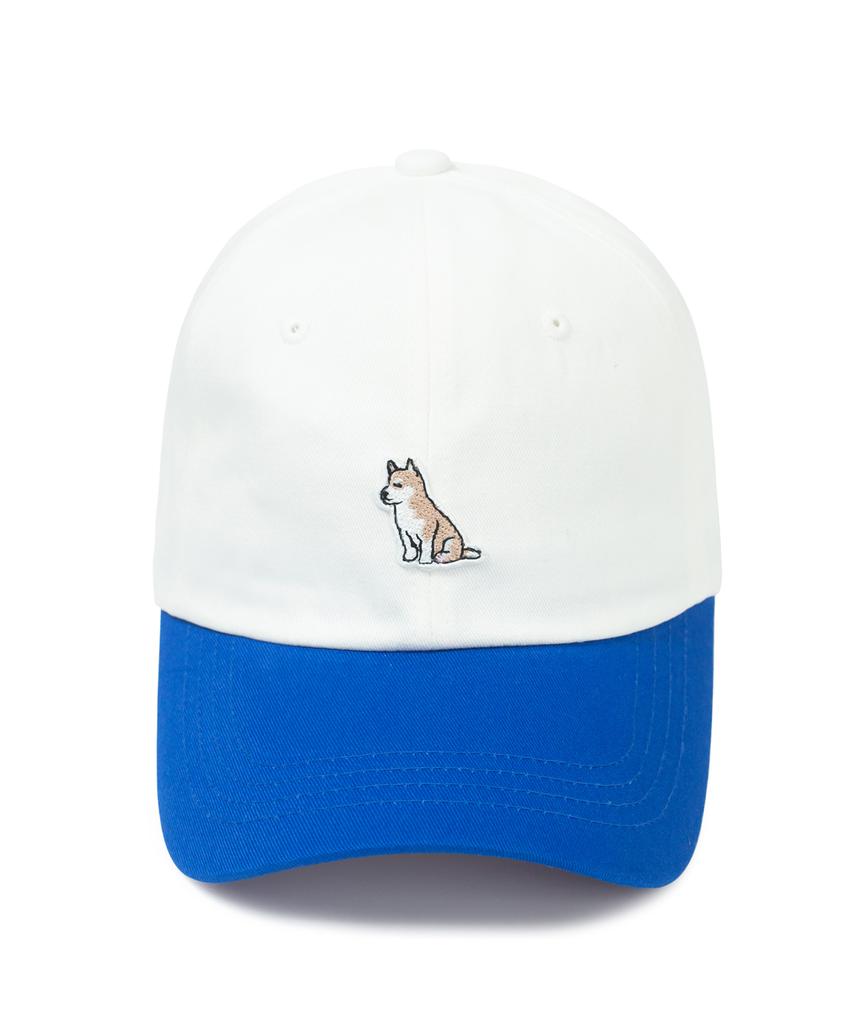 Seunuji Yellow Shiba Inu Patch Ball Cap - White & Blue