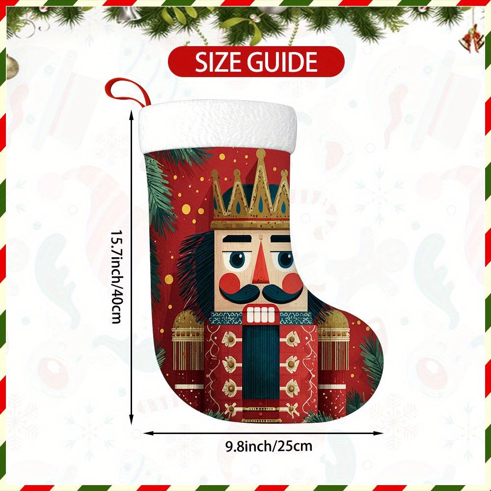 Christmas decoration fireplace hanging stocking1pc Traditional Nutcracker Stocking - Red & Golden Christmas De