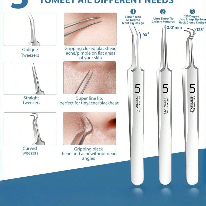 11pcs/Set Professional Blackhead Remover Kit Stainless Steel Face Blemish Acne Extraction Tools Pimple Popping Needle– Professional Pimple Popper Set