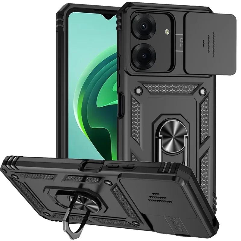 For Xiaomi Redmi 13C Case Slide Lens Protect Shockproof Armor Phone Cases For Xiaomi 13T Redmi NOTE13 PRO 4G5G Ring Holder Cover