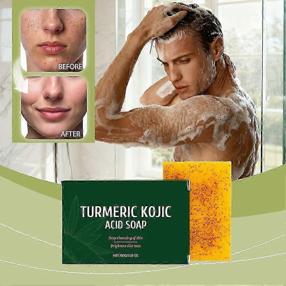 Kojic Acid Soap Organic Turmeric Skin Whitening Brightening Body Soap 100g