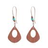 1 Pair Flower Shape Bohemia Drop Earrings Wood Waterdrop Shape Beads Hook Earrings Jewelry