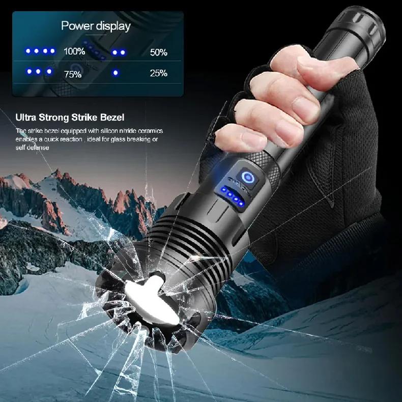 XHP390 Most Powerful Flashlight Usb Rechargeable Flashlight Strong Light Military Tactical Lantern Camping Hunting Outdoor Torch