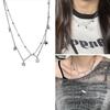 Double Layer Star Beaded Chain Necklace Elegant Alloy Material Neckwear Star Pendant Choker Suitable for Party Daily