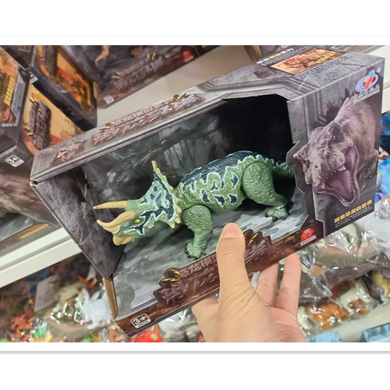 Movable Dinosaur Toy: Pterodactyl, Triceratops, & Tyrannosaurus Models with Open Mouth
