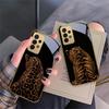 leopard background black For Samsung A 01 52S A04 A05S A10 A12 13 22 23 24 36 42 M02 Note 10 20Ultra 8 9 Golden glass phone case