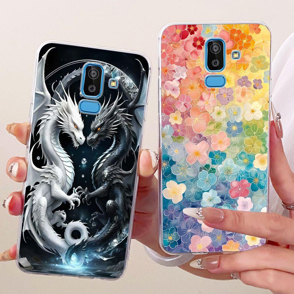 Clear Cover For Samsung J8 2018 Case SM-J810G Cute Cat Fashion Butterfly Funny 2D Painted Casing For Samsung Galaxy J8 2018