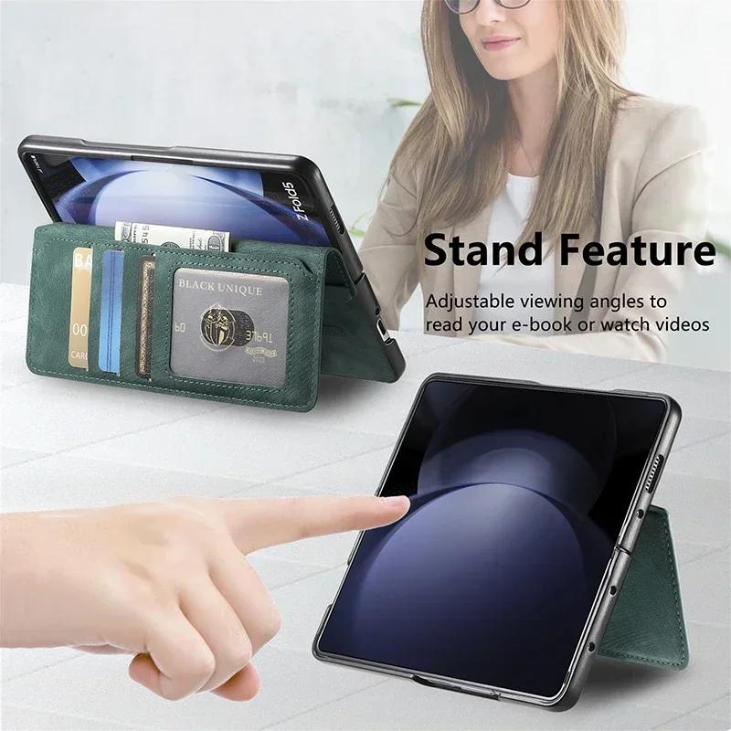 Flip Leather Magnetic Wallet Case for Samsung Galaxy Z Fold 7 6 5 4 3 Fold7 Fold6 Fold5 Fold4 Magsafe Magnetic Protection Cover