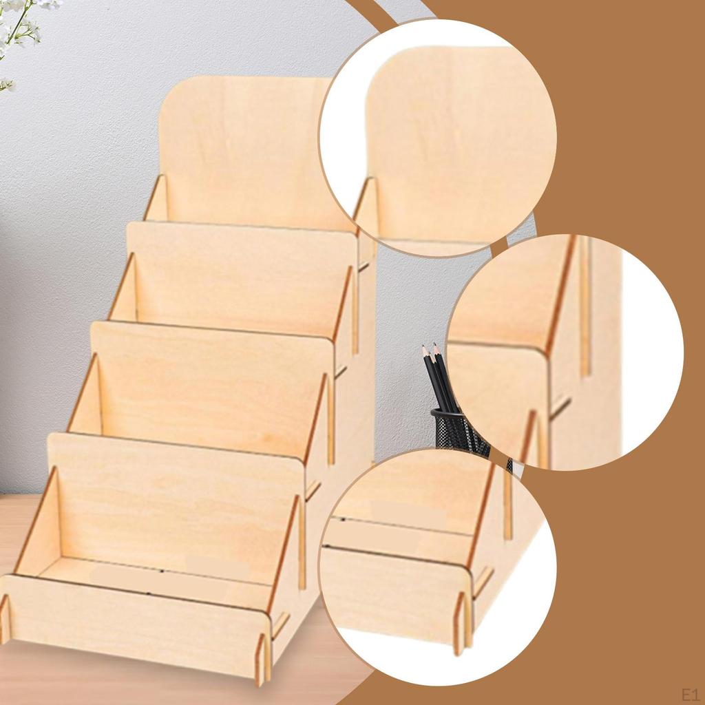 Wooden Greeting Card Display Stand Holder Comic Book Sticker Tiered Rack