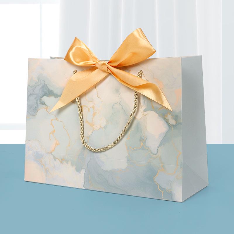 

Handbag with Bow Ribbon - Gift, Shopping, and Makeup Paper Bag